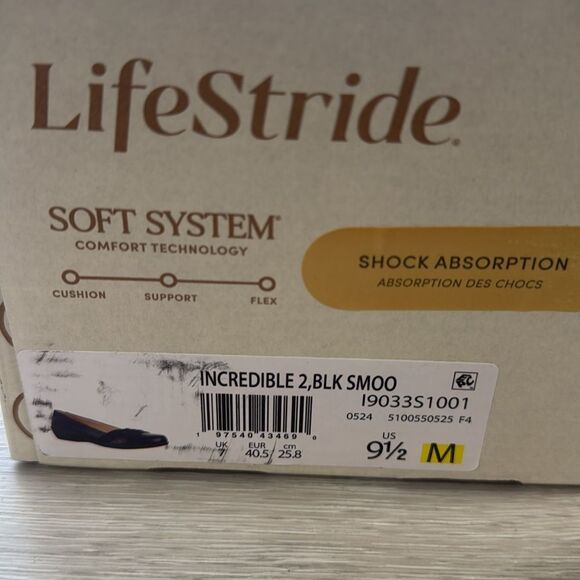 Lifestride Incredible II Ballet Flat black size 9.5 in box NWT in packaging - Picture 7 of 12